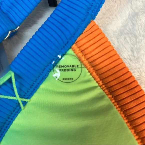 NWT One One Free People swimwear bikini top & bottom Small color block 2 piece - Picture 16 of 16